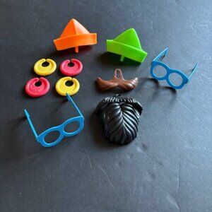 Set of 11 Mr. Potato Head Parts; Hats, Mustache/Beard, Glasses and Earrings